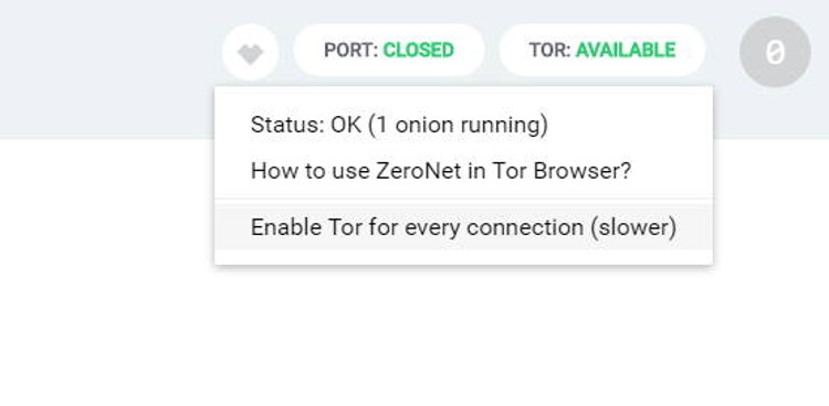 Zeronet Tor button